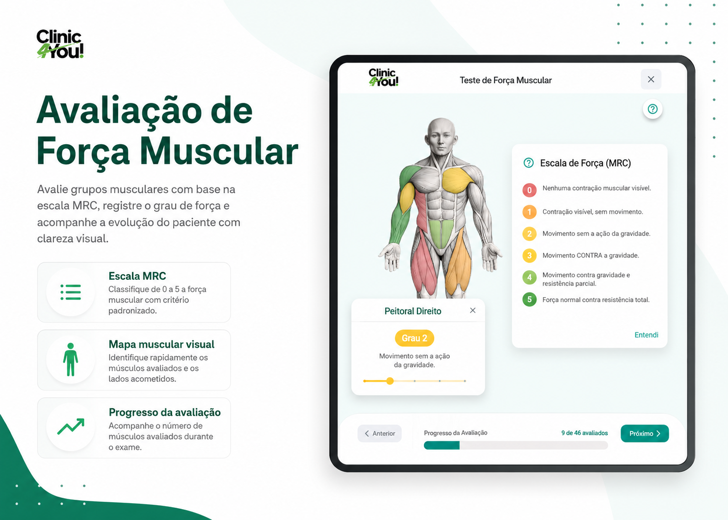 Avaliação de força muscular do Clinic4You