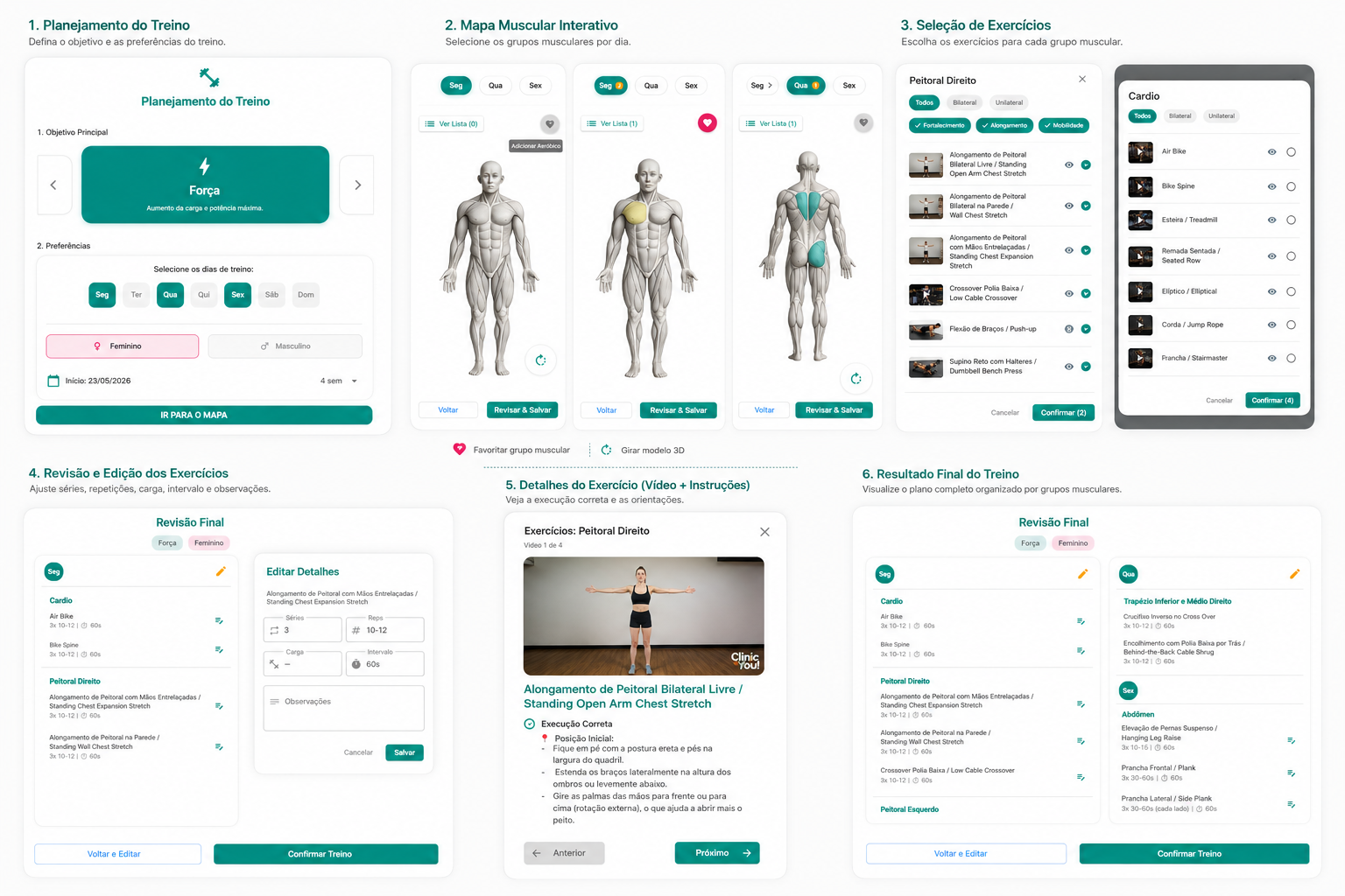 Planejador de treinos do Clinic4You